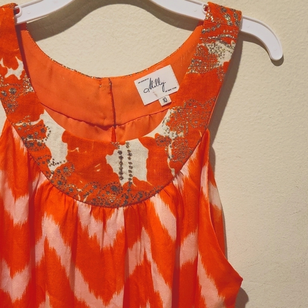 ❤️ MILLY SILK WOOL BLEND CHEVRON EMBROIDERED TANK TOP, 10 - Picture 3 of 8